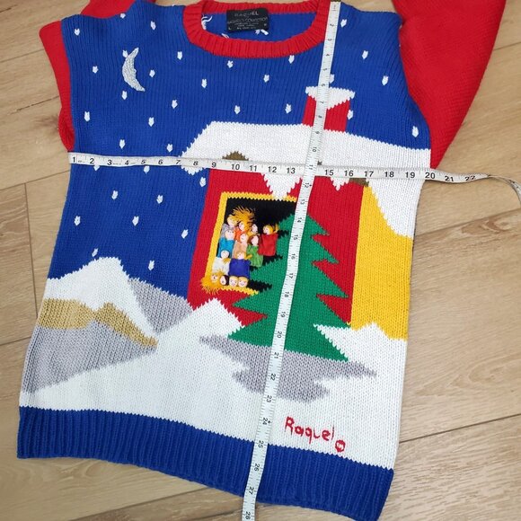 Raquel Hand Knit Sweater Peru 3D Cotton Large Wearable Art OOAK Christmas Ugly - Picture 8 of 12